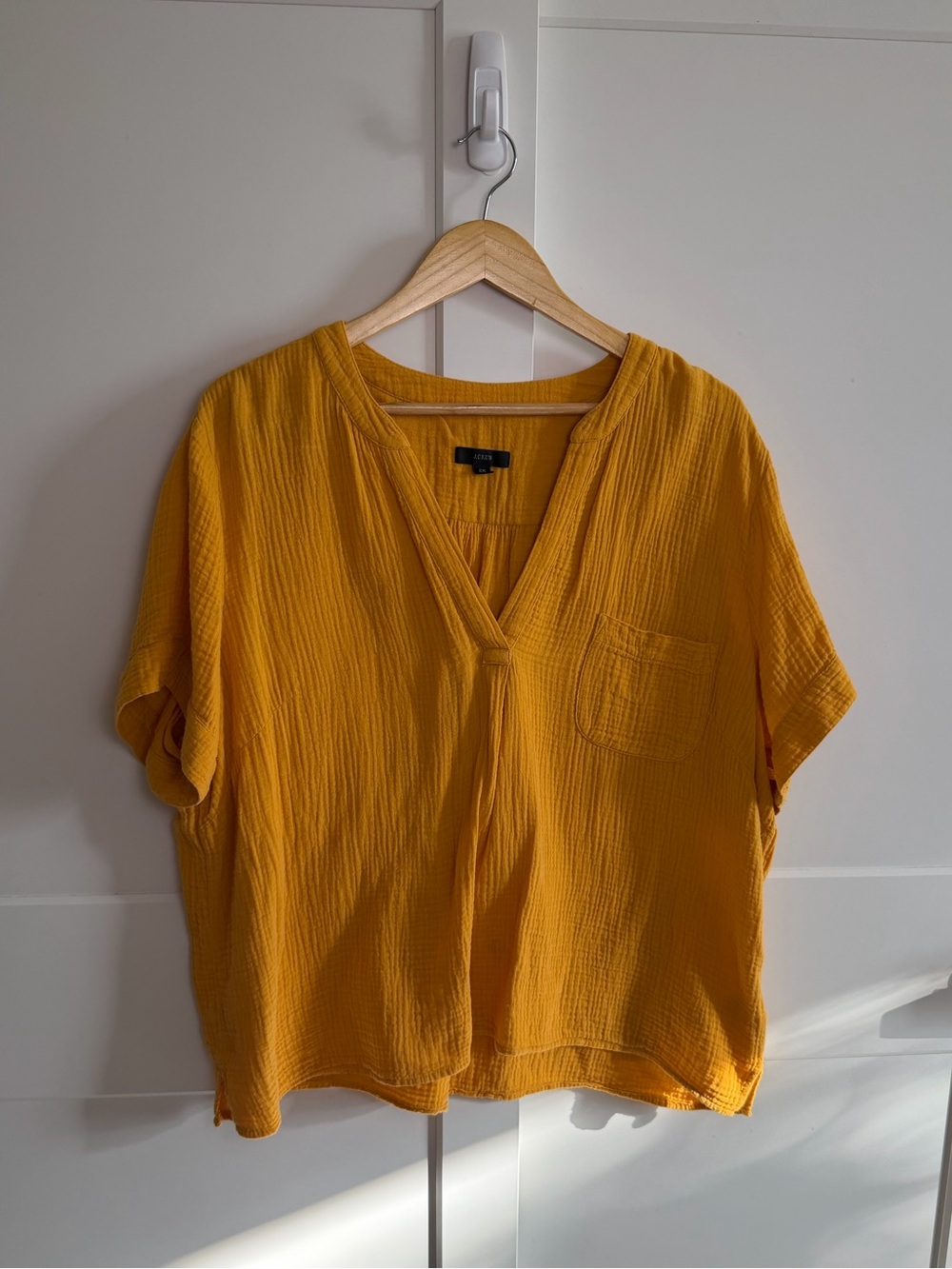 J.Crew XXL Mustard Cotton Gauze Popover Top Oversize